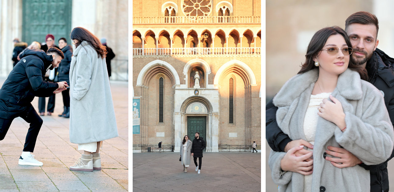 Bruno Bogojević sa zaručnicom ispred bazilike Sv. Antuna u Padovi.